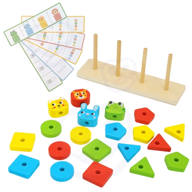 Montessori układanka zwierzątka piramidka 27 elementów FSC