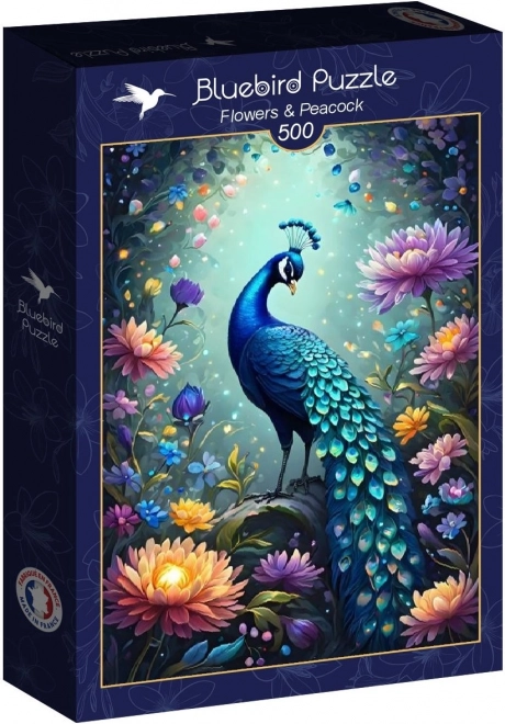 Puzzle Kwiaty i paw 500 elementów