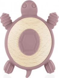 Silikonowy drewniany gryzak Turtle, Old Pink
