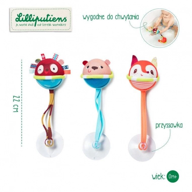 Lilliputiens - zestaw 3 piłek do kąpieli z przyssawkami dla dzieci od 3 miesięcy