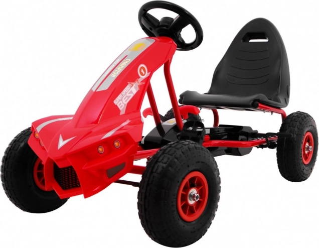 gokart na pedały Champion Pro dla dzieci 3+ czerwony z pompowanymi kołami i hamulcem ręcznym