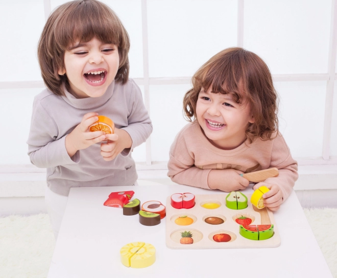 Klasyczny Świat Drewniane Owoce do Krojenia Zestaw Montessori