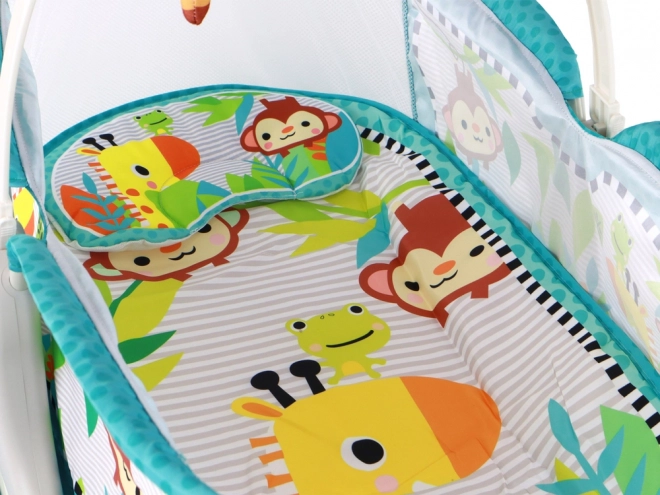 Wielofunkcyjne łóżeczko dziecięce 2w1 Baby Mat Dźwięki Wibracje Niebieskie