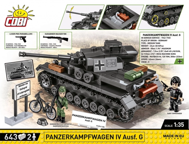 COBI 3127 Druga Wojna Światowa Niemiecki czołg Panzerkampfwagen IV Ausf. G 1:35