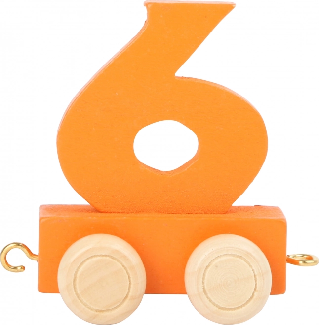 Wagonik drewnianej kolejki – kolorowa cyfra 6