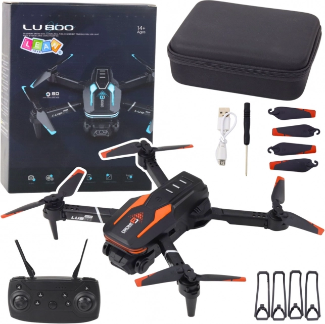 Dron z kamerą LU800 z diodami LED - pomarańczowy