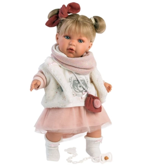 Llorens 42402 JULIA - realistyczna lalka z dźwiękami i miękkim materiałowym ciałem - 42 cm