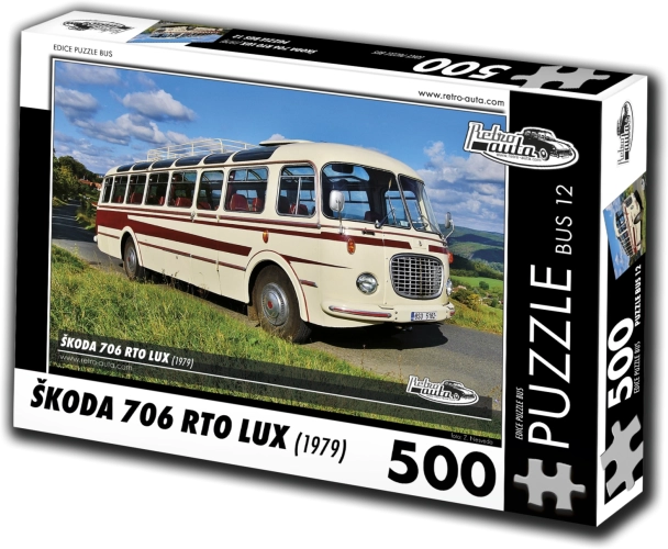 Puzzle Retro-auta: Škoda 706 RTO LUX – autobus, 500 elementów