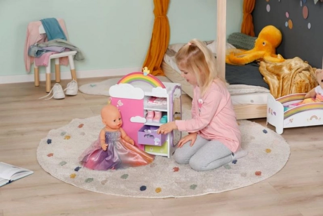 Tęczowa szafa na ubranka dla lalek BABY born