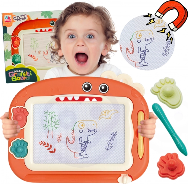 Woopie magnetyczna tablica do rysowania z 2 stempelkami – dinozaur