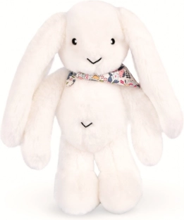 Doudou pluszowy króliczek z chustką biały 35 cm