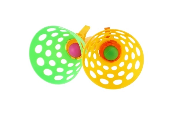 Gra w łapanie piłki 2szt plastik 19cm + 3 piłeczki w siatce