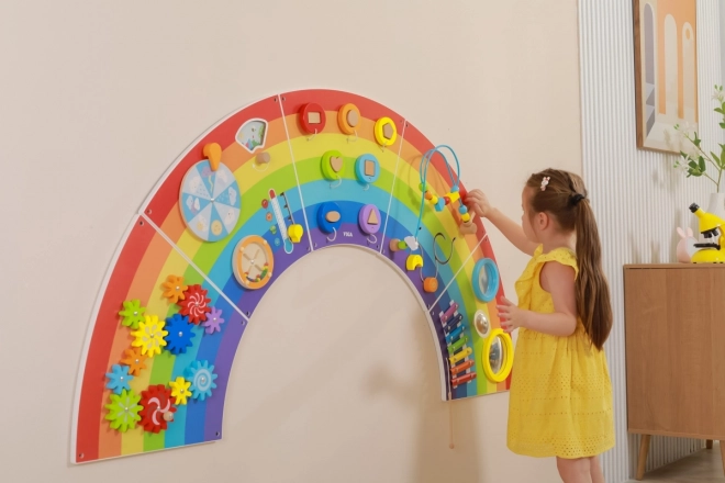 Drewniany panel ścienny montessori - tęcza