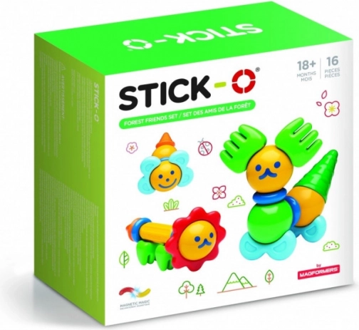 Magnetyczne klocki Stick-O Leśni przyjaciele, 16 elementów