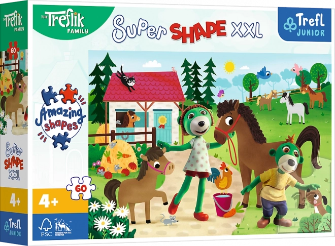 Puzzle Super Shape XXL TREFLÍCI na końskiej farmie 60 elementów