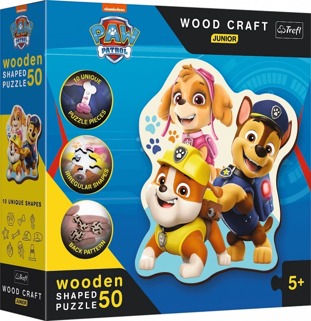 Drewniane dwustronne puzzle Psi Patrol 50 elementów