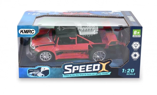 Zdalnie sterowane auto 1:20 z efektem dymu czerwone