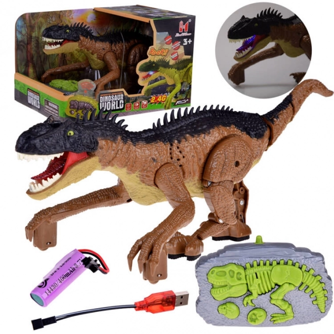 Brązowy zdalnie sterowany dinozaur zabawka