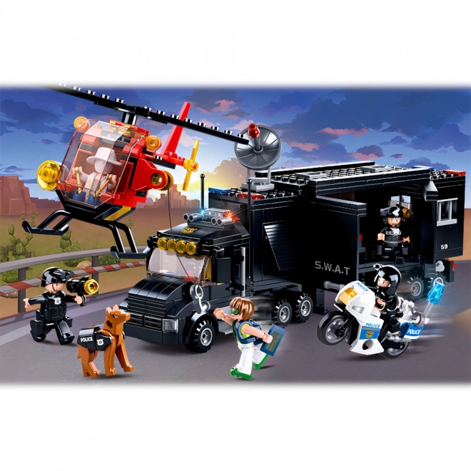 Sluban Policja M38-B0659 SWAT mobilna baza i złodzieje w helikopterze