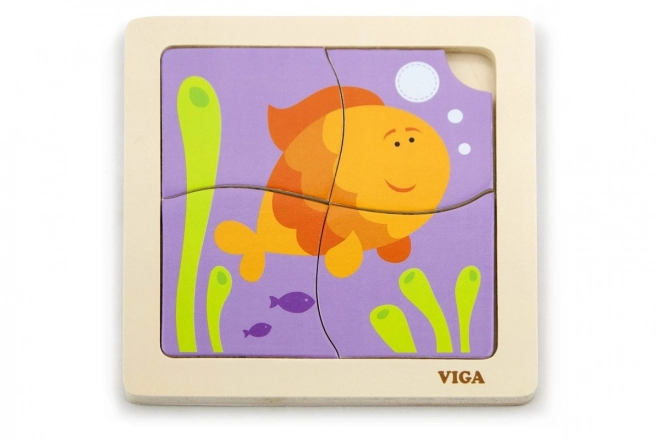 VIGA Drewniane puzzle Rybka 4 części