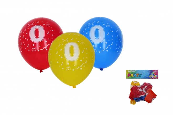Balon dmuchany z cyfrą 0 30 cm - 5 sztuk