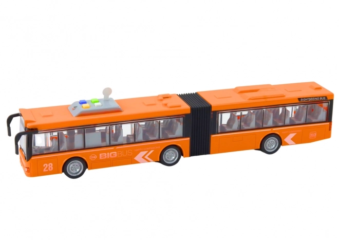 Przegubowy autobus miejski 1:16 napęd światła dźwięki pomarańczowy