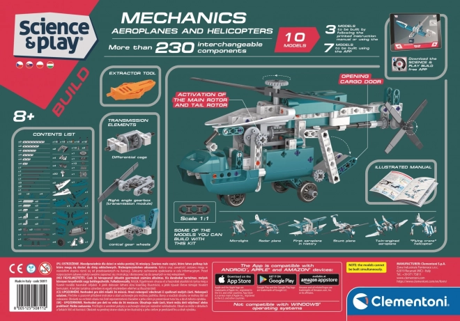 CLEMENTONI Science&Play Laboratorium Mechaniczne Samoloty i Śmigłowce 10w1