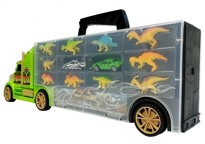 Walizka Transporter Sorter z dinozaurami zielony