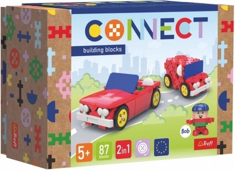 Klocki Connect 2w1 kabriolet/dostawczak, plastik, 87 elementów w pudełku 19x13,5x9 cm