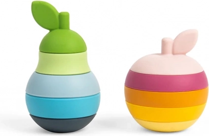 Bigjigs Toys jabłko i gruszka do układania – silikonowy zestaw do układania i gryzienia