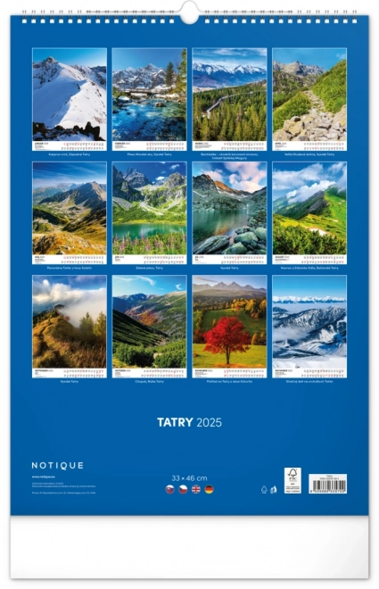 NOTIQUE Kalendarz ścienny Tatry 2025, 33 x 46 cm
