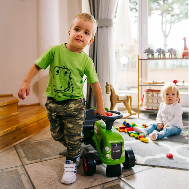 Jeździk traktor Claas zielony z kierownicą i przyczepą