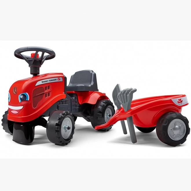 Odpychacz traktor Massey Ferguson czerwony z kierownicą i wa