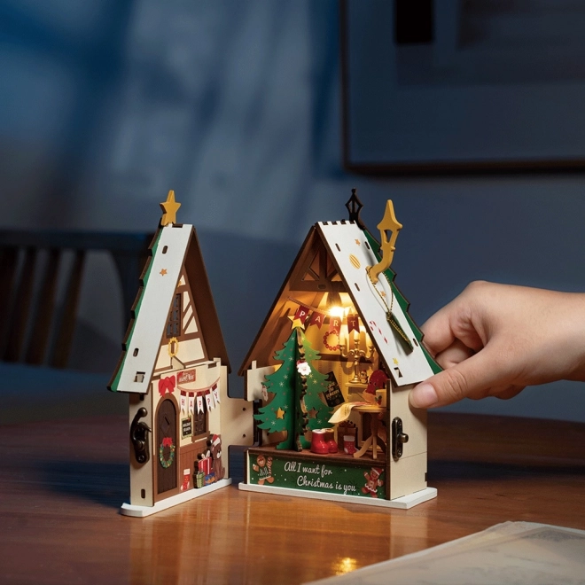 Miniaturowy domek Świecący dom bożonarodzeniowy