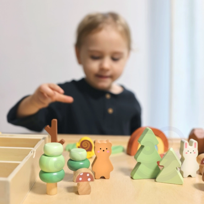 Leśny zestaw z drewnianymi klockami Tooky Toy