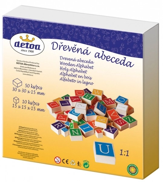 Drewniany alfabet - 60 elementów