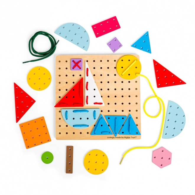Bigjigs Toys Drewniana gra sznurowana Kształty geometryczne