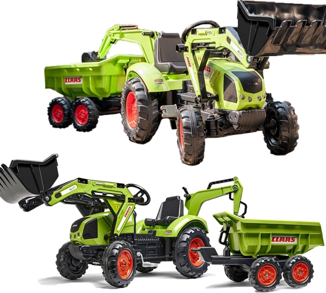 Traktor na pedały CLAAS z przyczepą i ładowaczem dla dzieci od 3 lat