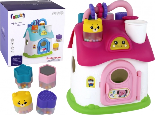 Interaktywny różowy domek sorter dla dzieci