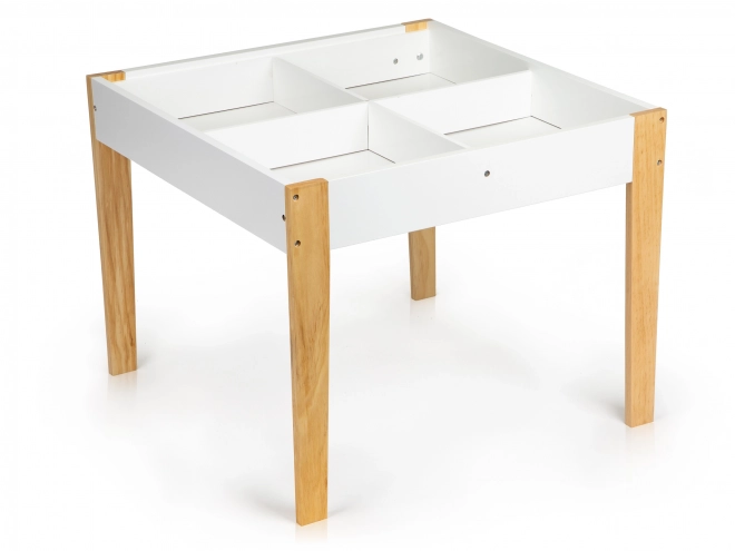 ECOTOYS Drewniany stolik dziecięcy z tablicą i dwoma krzesełkami