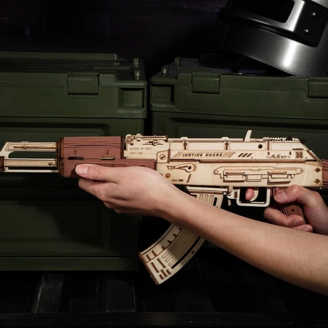 RoboTime 3D Drewniane mechaniczne puzzle Karabin szturmowy AK-47