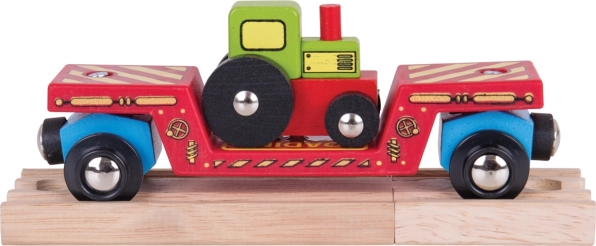 Bigjigs Rail wagonik z traktorem i dwiema szynami