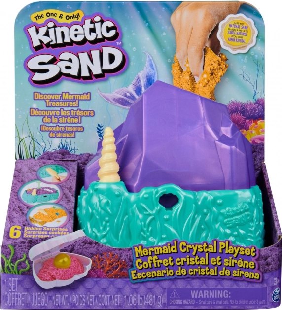 Kinetic Sand syrena morska – błyszczący zestaw z kryształowym pudełkiem, 480 g