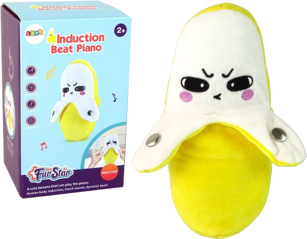 interaktywny pluszowy banan z dźwiękiem 22 cm – żółty