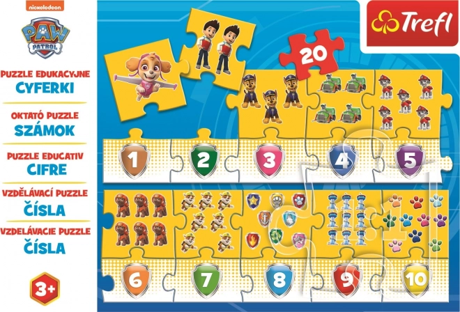 Edukacyjne puzzle Cyfry Psi Patrol 20 części