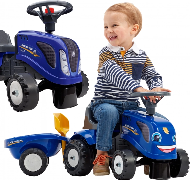 Jeździk traktor NEW HOLLAND z przyczepą i akcesoriami dla dzieci od 1 roku