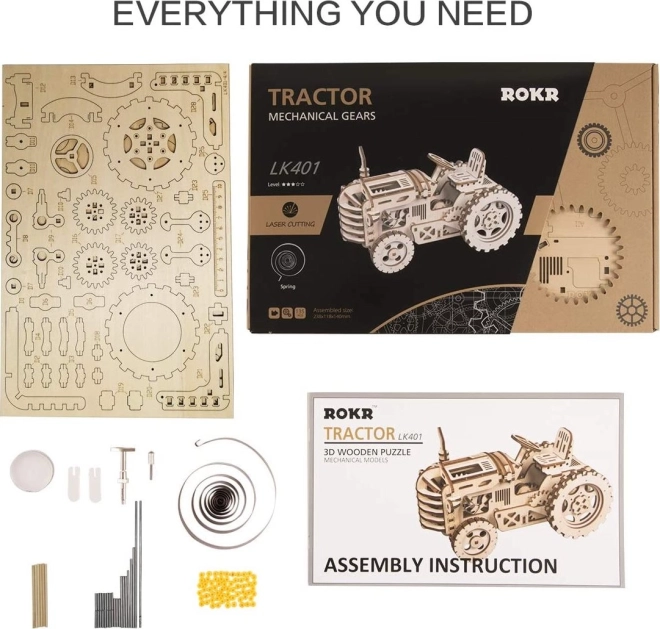 RoboTime 3D drewniane mechaniczne puzzle Traktor