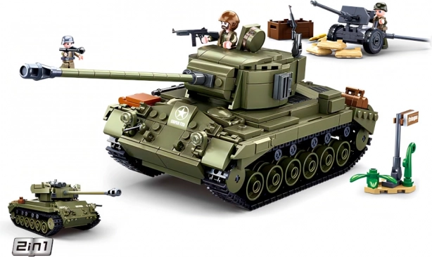 Sluban Army średni czołg 2w1 i działo przeciwlotnicze klocki