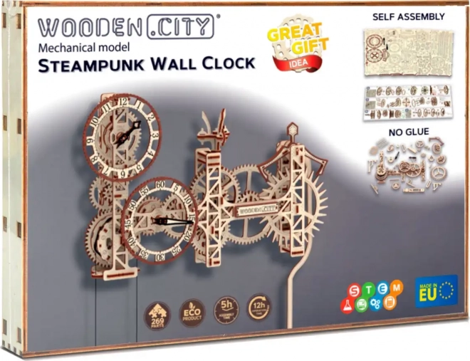 WOODEN CITY 3D puzzle Steampunk zegar ścienny 269 części