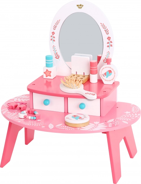 Różowa drewniana toaletka z lustrem Tooky Toy